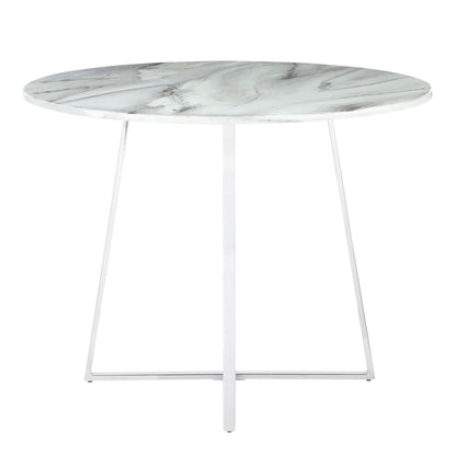 Cosmo - Contemporary / Glam Dining Table - Chrome / White