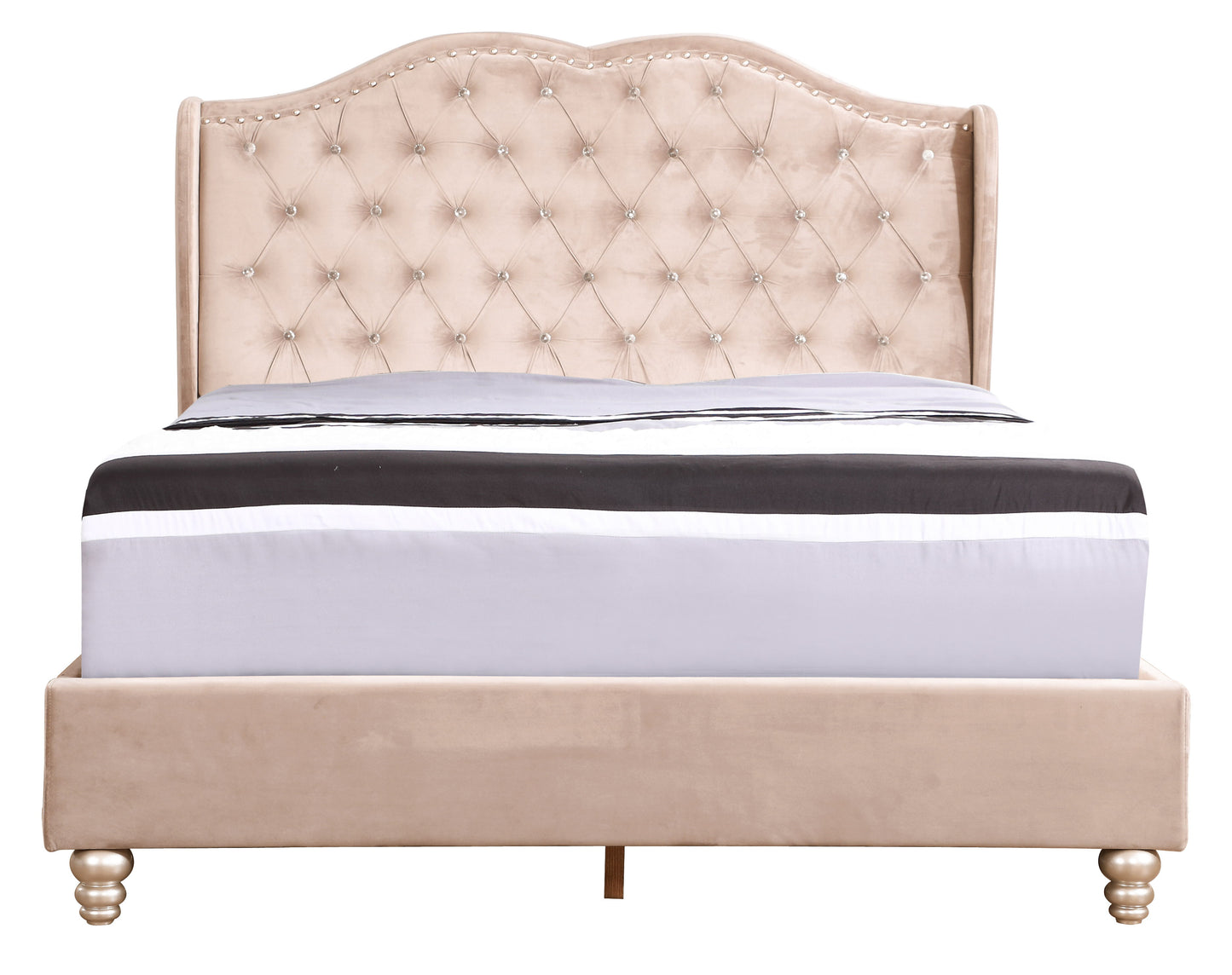 Queen Modern Upholstered Bed - Beige