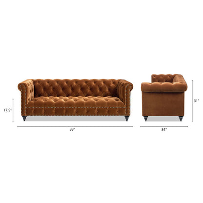 Alto - Tufted Chesterfield Sofa - Burnt Orange
