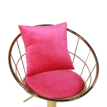 Velvet Bar Chair, Pure Gold Plated, Unique Design, 360 Degree Rotation, Adjustable Height, Suitable For Dining Room And Bar, (Set of 2) - Rose Red