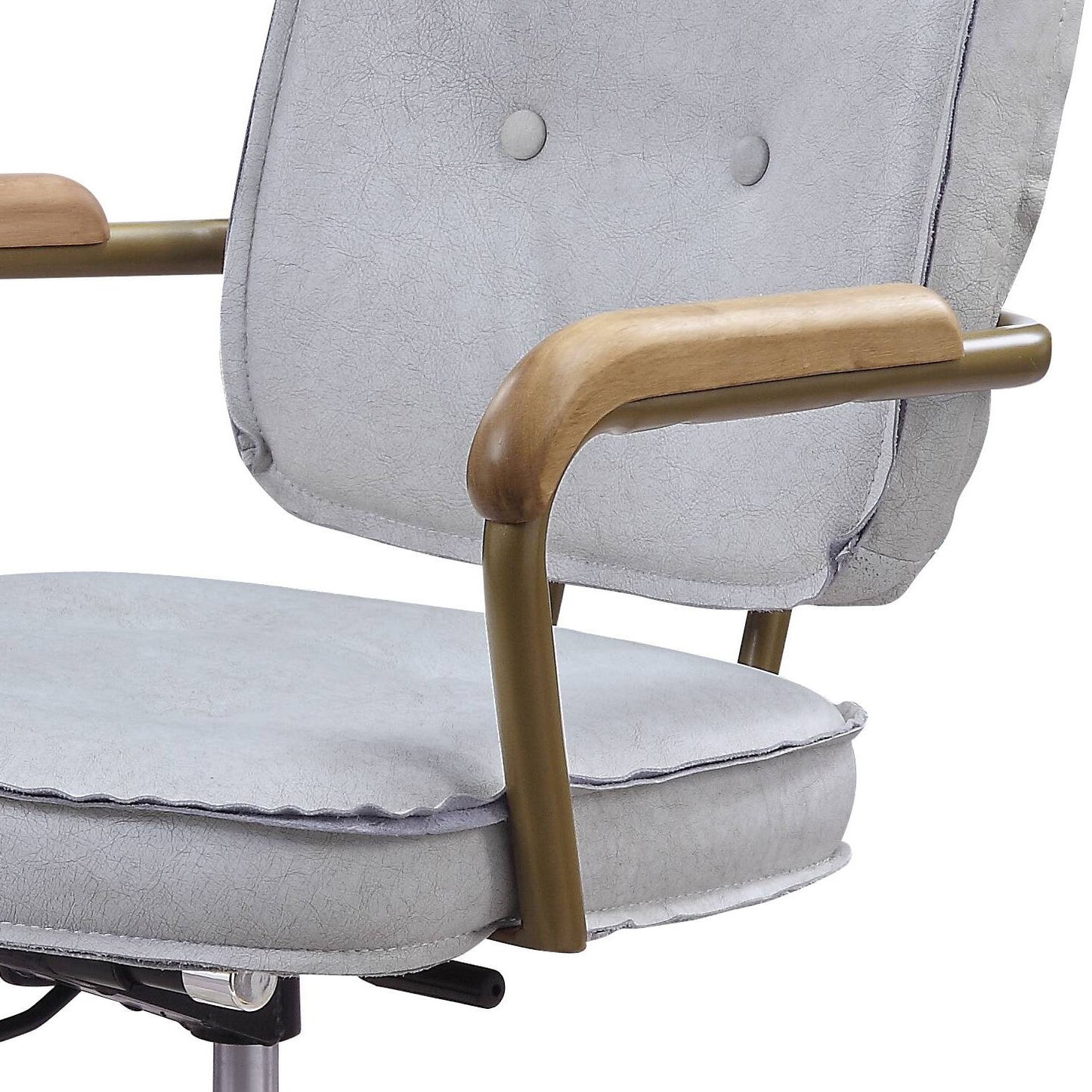 Siecross - Vintage Top Grain Leather Office Chair - Antique White / Gray