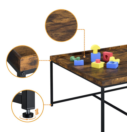 Vinny - Wood Grain 5 Piece Coffee Table Set With Raised Edges (Set of 5) - Weathered Oak