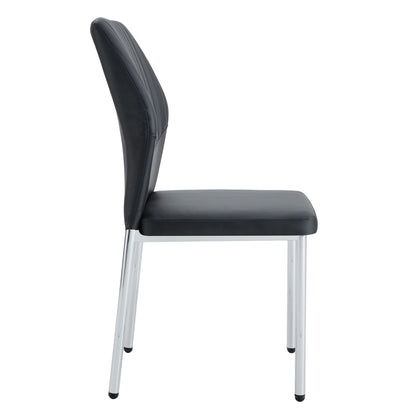 Luxury Simple Chair High Resilience Dining Chair Material With Metal Leg (Set of 6) - Black / Silver