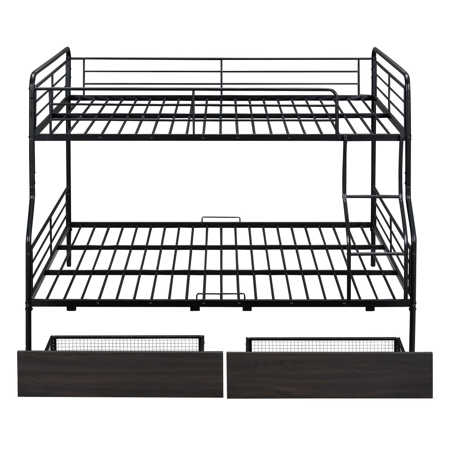 Full Long Over Queen Bunk Bed With 2 Drawers - Black