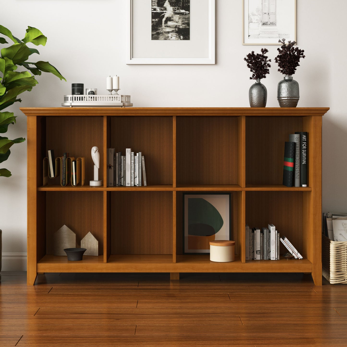 Acadian - 8 Cube Storage Sofa Table - Light Golden Brown