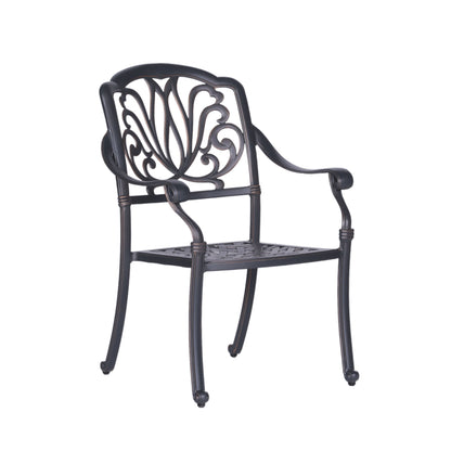 Patio Outdoor Aluminum Dining Armchair With Cushion (Set of 2) - Cast Silver