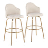 Ahoy - Contemporary Fixed Height Bar Stool Round Gold Footrest (Set of 2) - Cream / Gold