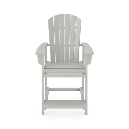 Adirondack Style Counter Chair Stylish HDPE Poly Lumber For Dining, Patio, And Garden Comfort - Dark Gray