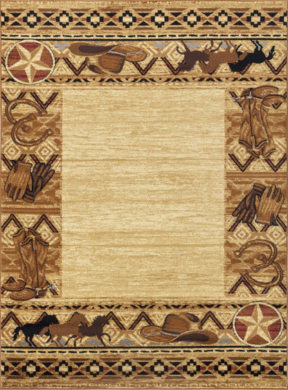Tribes - 2' X 3' Southwest Polyester Area Rug - Beige