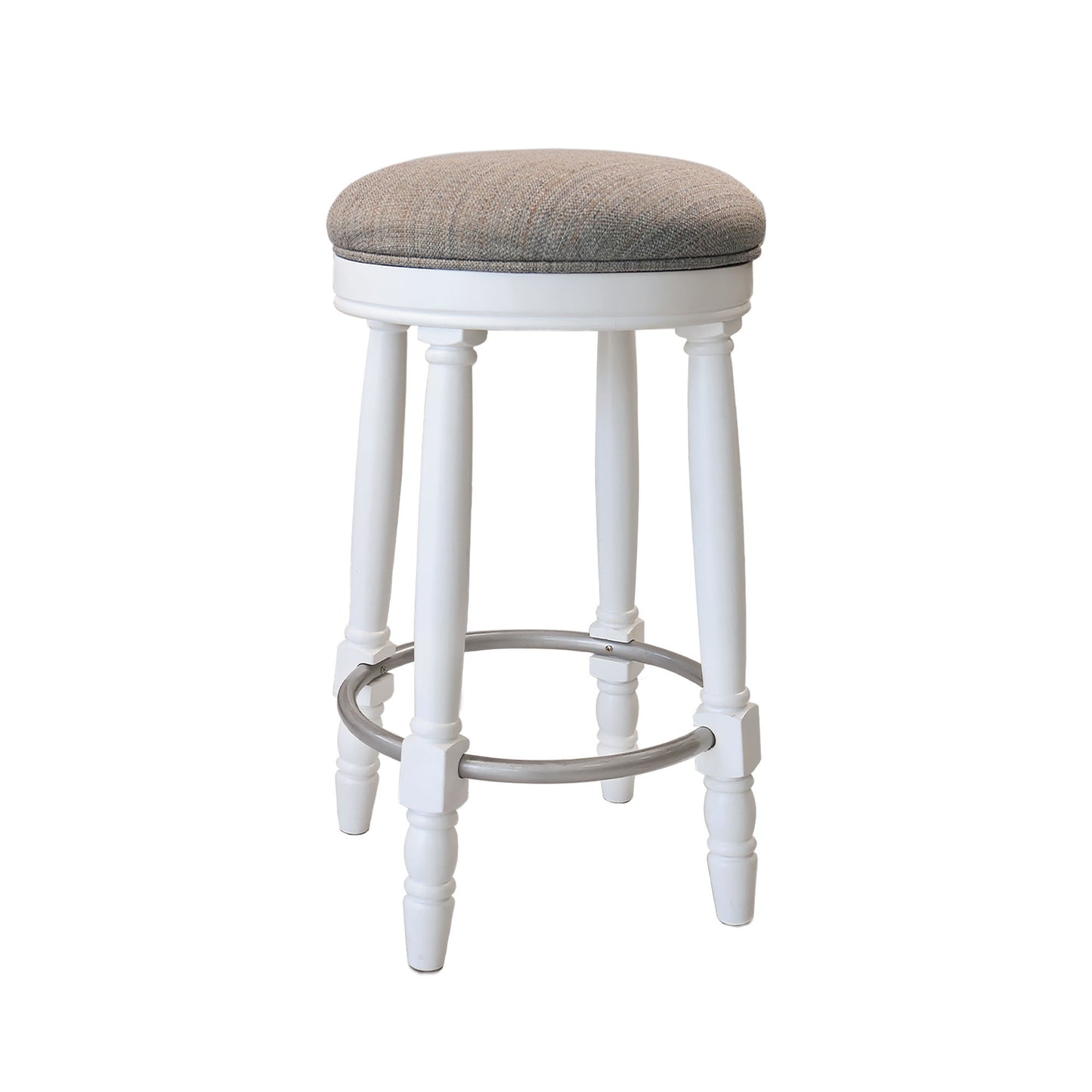 26" Counter Height Swivel Bar Stools (Set of 2) With Upholstered Seat - White