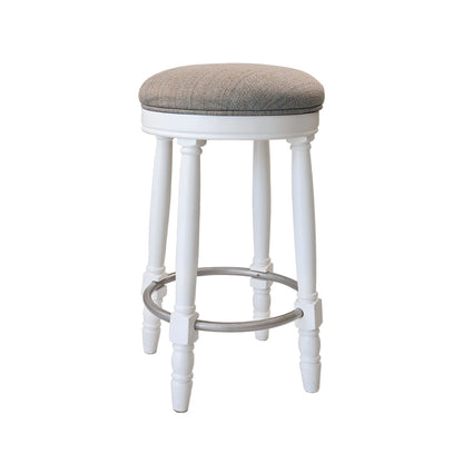 26" Counter Height Swivel Bar Stools (Set of 2) With Upholstered Seat - White
