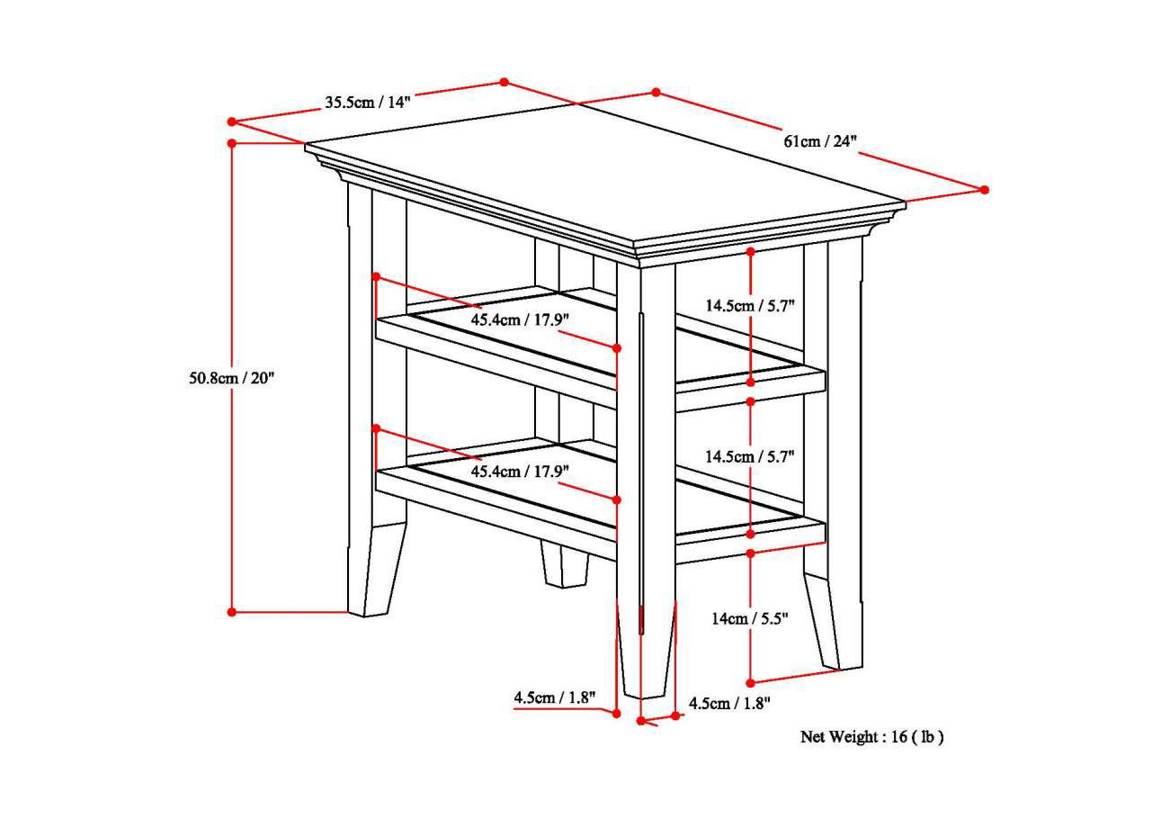 Acadian - Narrow Side Table - Distressed Gray