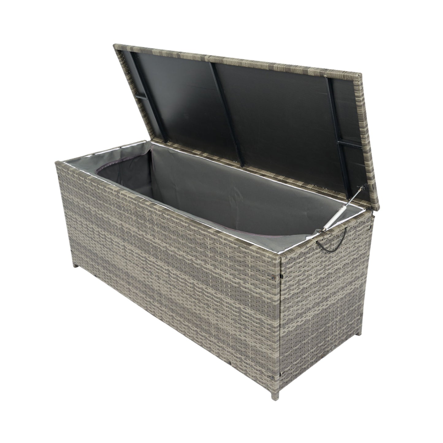 Outdoor Storage Box, 113 Gallon Wicker Patio Deck Boxes With Lid, Outdoor Cushion Storage For Kids Toys, Pillows, Towel, Wicker - Gray