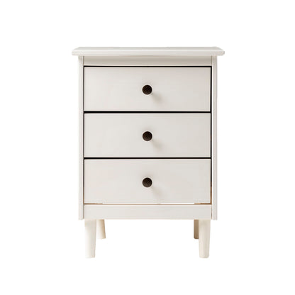Classic 3 Drawer Solid Wood Nightstand - White