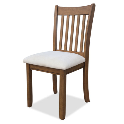 Modern Dining Chair (Set of 2) Wooden Back, Cushion Seats, Frame - Light Brown