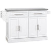 Homcom - Rolling Kitchen Island With Storage, Portable Kitchen Cart With Stainless Steel Top, 2 Drawers, Spice, Knife And Towel Rack And Cabinets - White