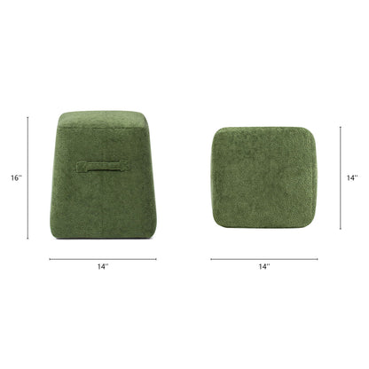 Clyde - Tapered Square Upholstered Ottoman - Moss Green