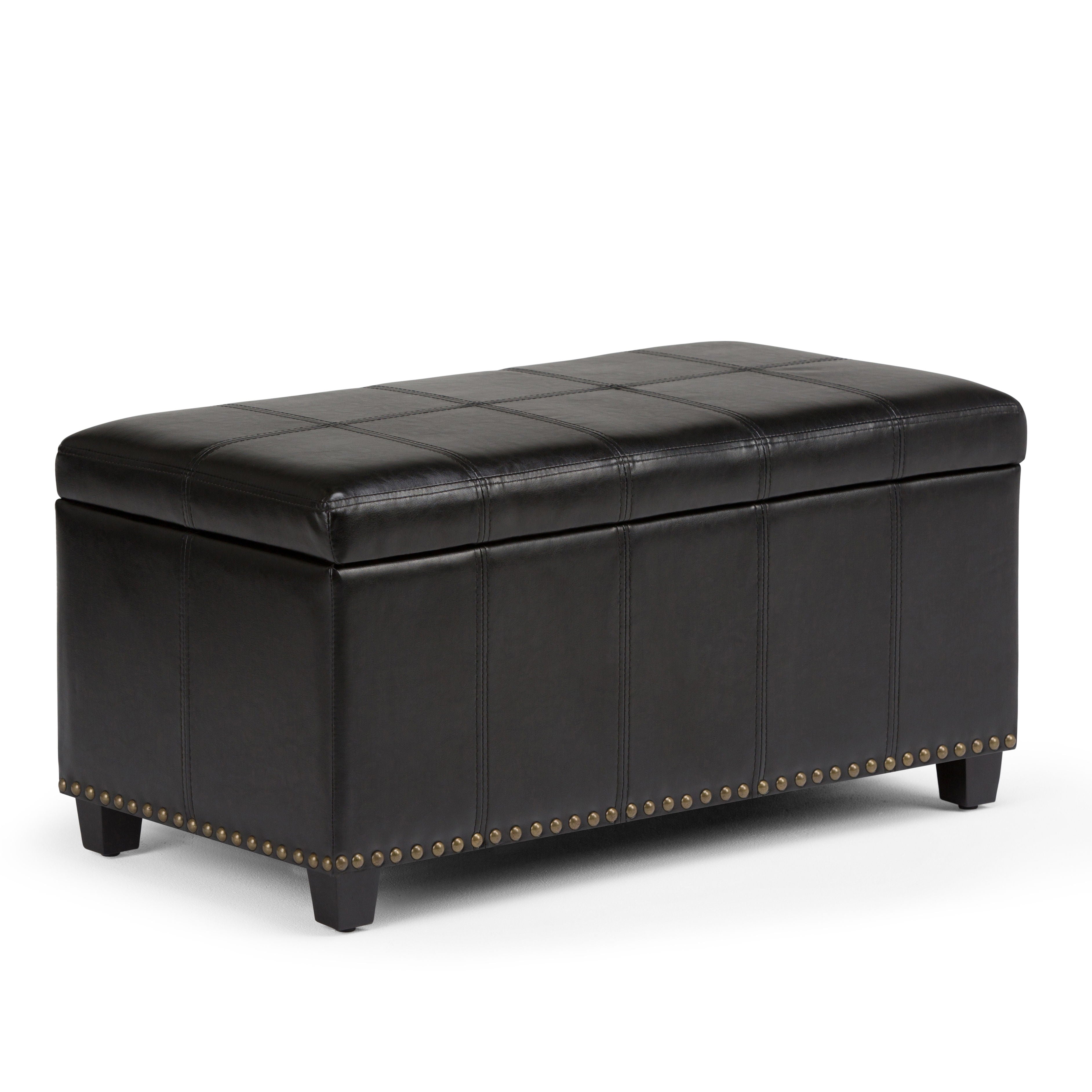 Amelia - Storage Ottoman Bench - Midnight Black