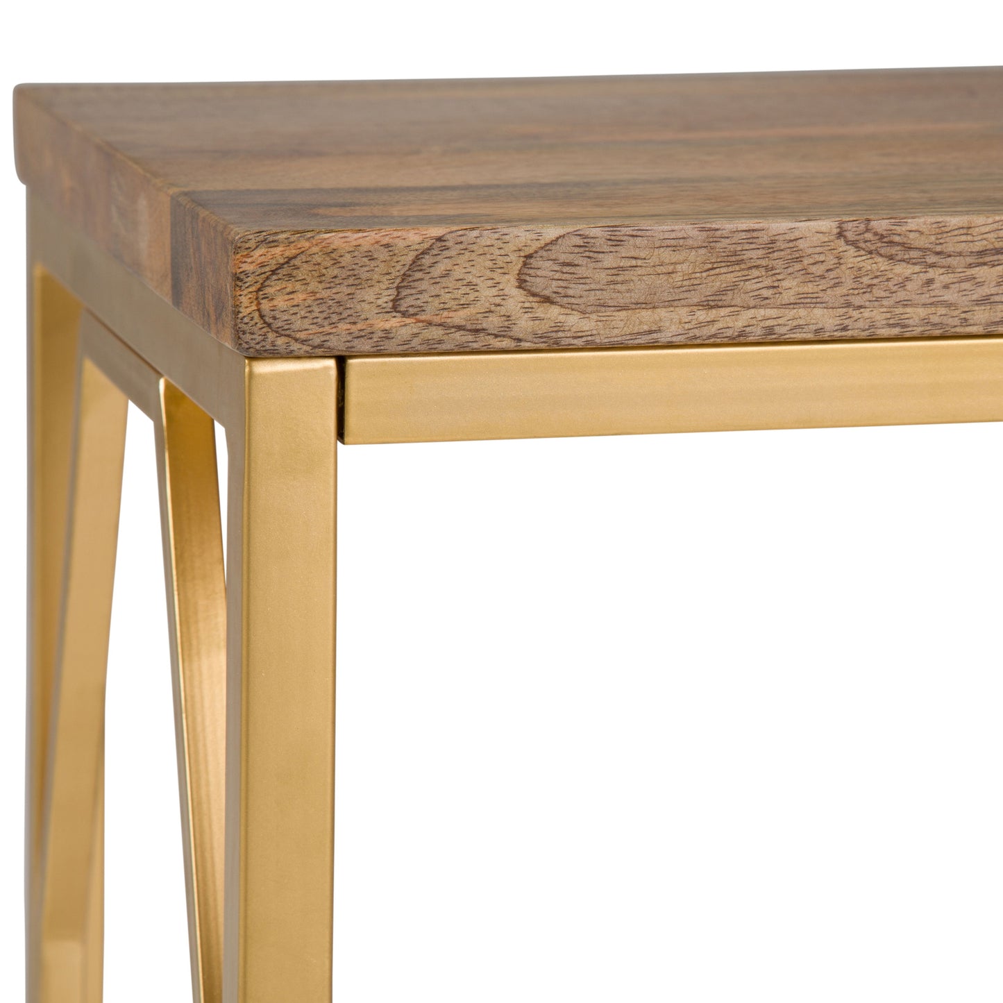 Selma - Metal And Wood Accent Table - Natural / Gold