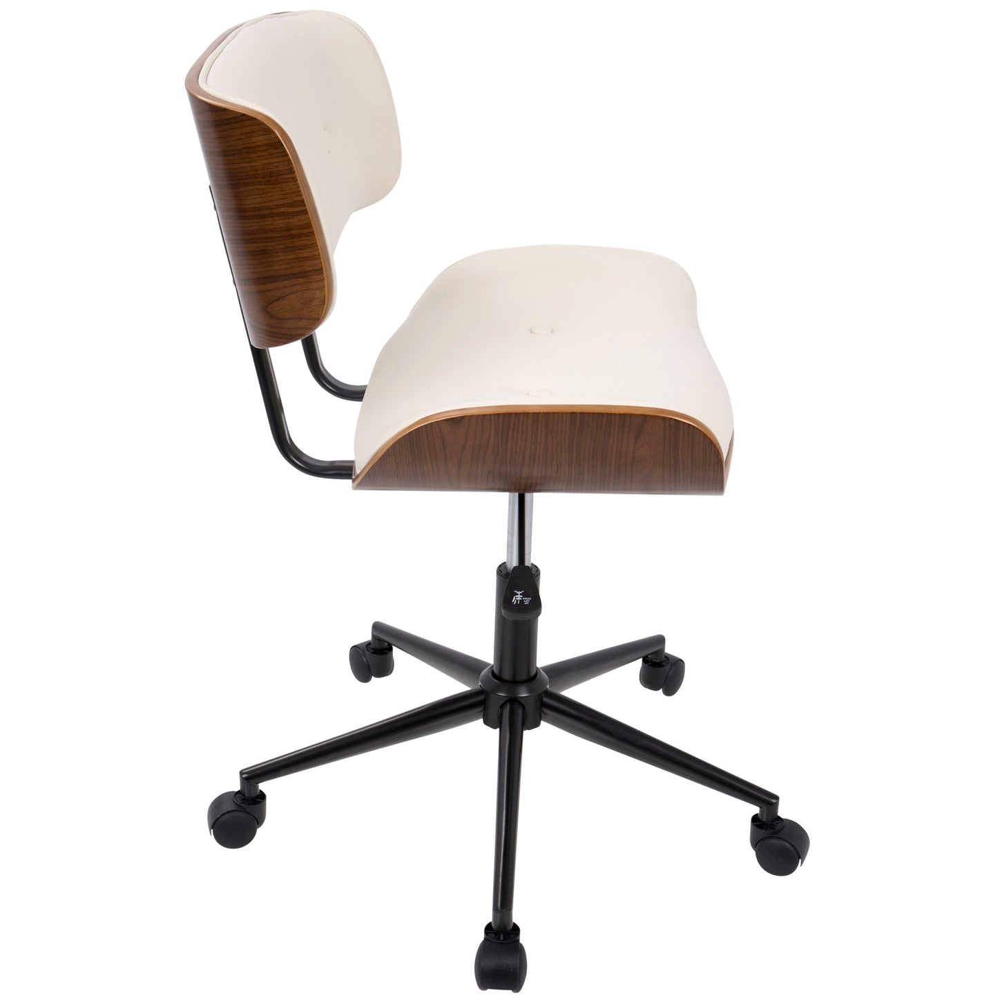 Lombardi - Mid-Century Modern Adjustable Office Chair With Swivel - Walnut / Cream