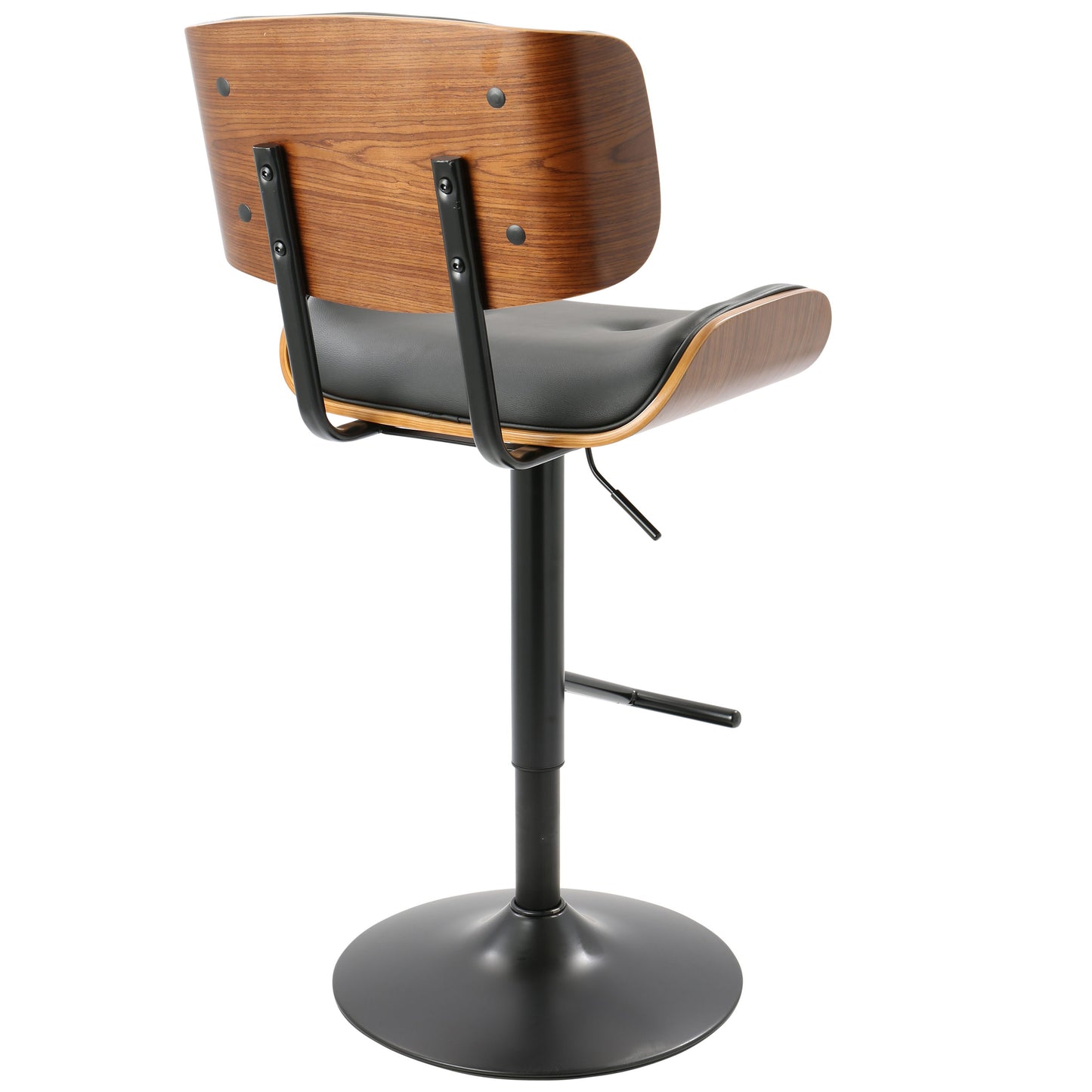 Lombardi - Mid-Century Modern Adjustable Barstool - Walnut / Black