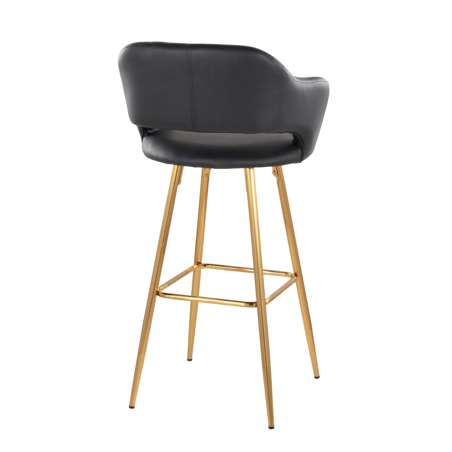 Margarite - Contemporary Fixed Height Barstool With Square Footrest (Set of 2) - Gold / Black Gold