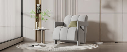 Modern Minimalist Leisure Armchair With L Shaped Armrests For Living Room - Gray
