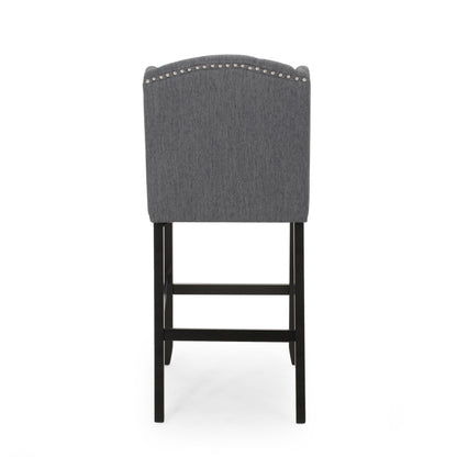 Solara - Fabric Tufted Counter Stool With Nailhead Accents (Set of 2) - Charcoal