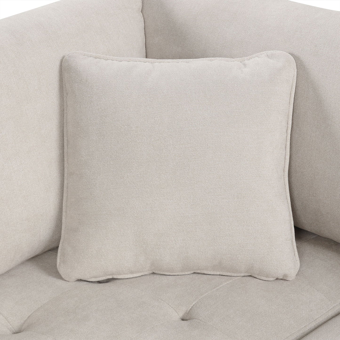 Oversized Sectional Sofa U-Shaped Sofa Couch Pull-Out Sofa Bed With Two Throw Pillows For Living Room - Beige