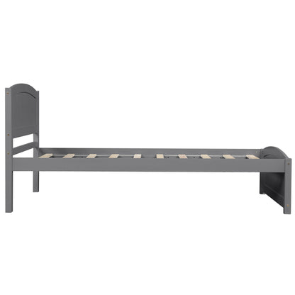 Twin Platform Bed With Headboard, Footboard And Slat Support - Gray