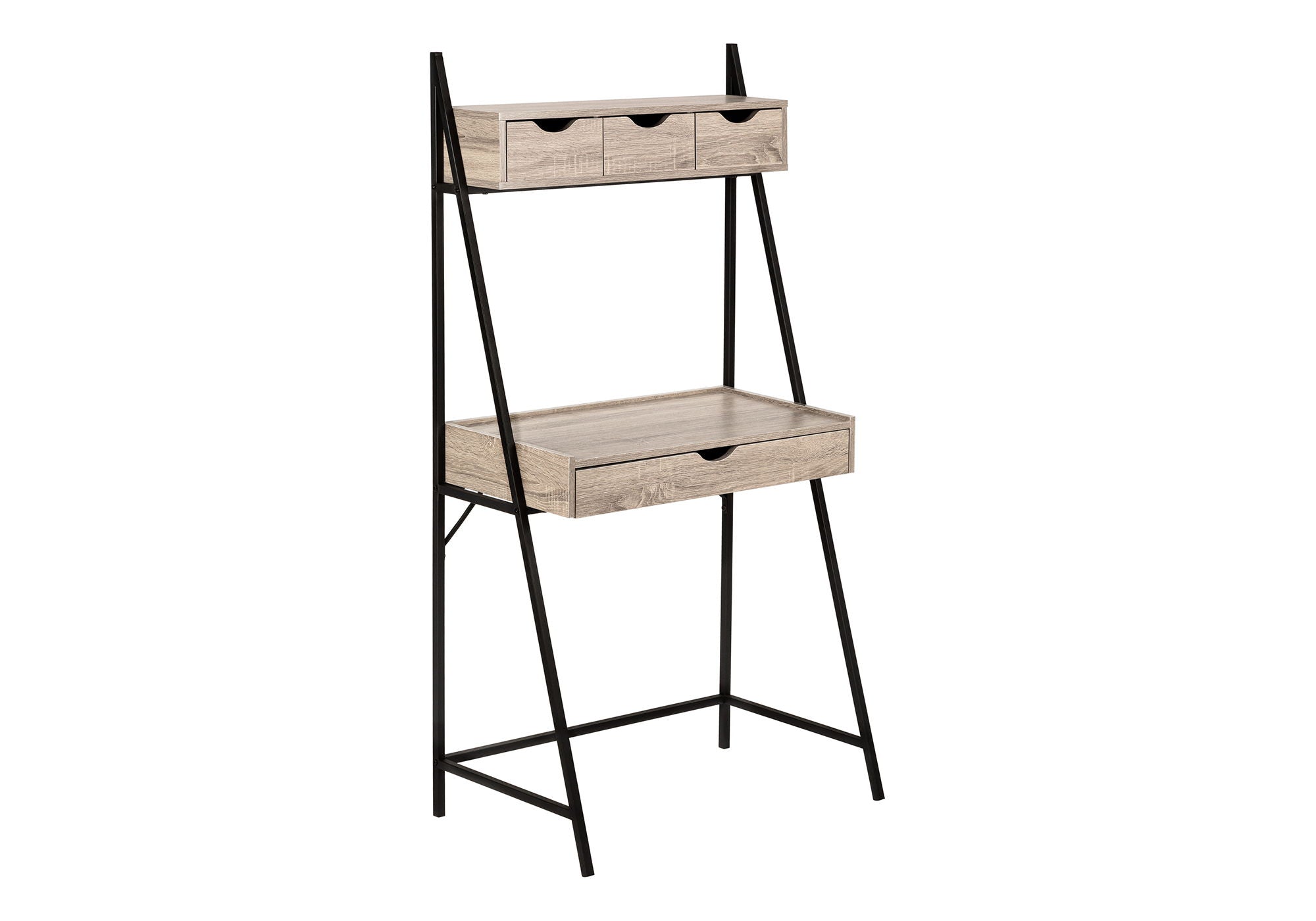 Computer Desk For Home Office, Laptop, Leaning, Storage Drawers, Contemporary & Modern - Taupe