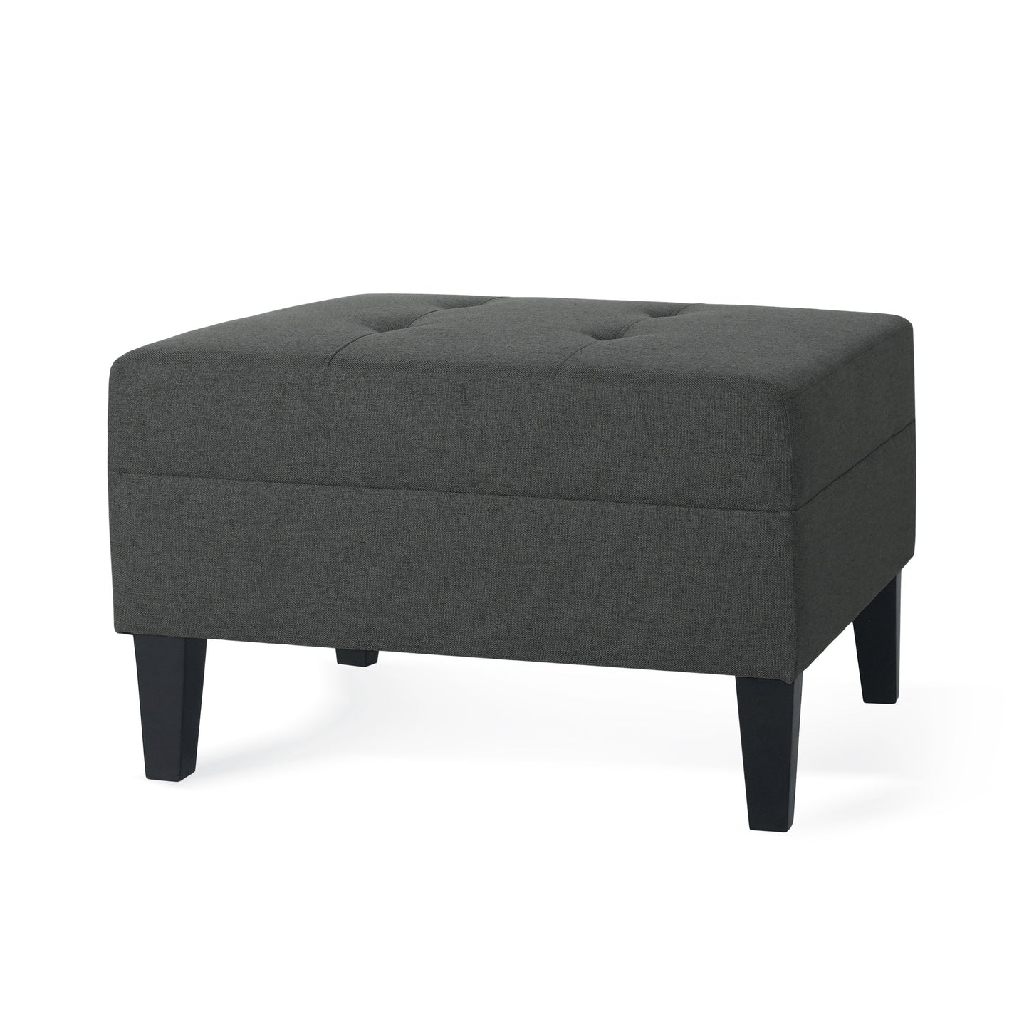 Classic Fabric Ottoman With Birch Wood Legs And High Quality Foam Padding - Dark Gray