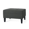 Classic Fabric Ottoman With Birch Wood Legs And High Quality Foam Padding - Dark Gray