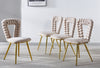 Modern Chair With Iron Tube Legs, Soft Cushions And Comfortable Backrest, Suitable For Dining Room, Living Room, Cafe, Hairball Back (Set of 4) - White / Gold