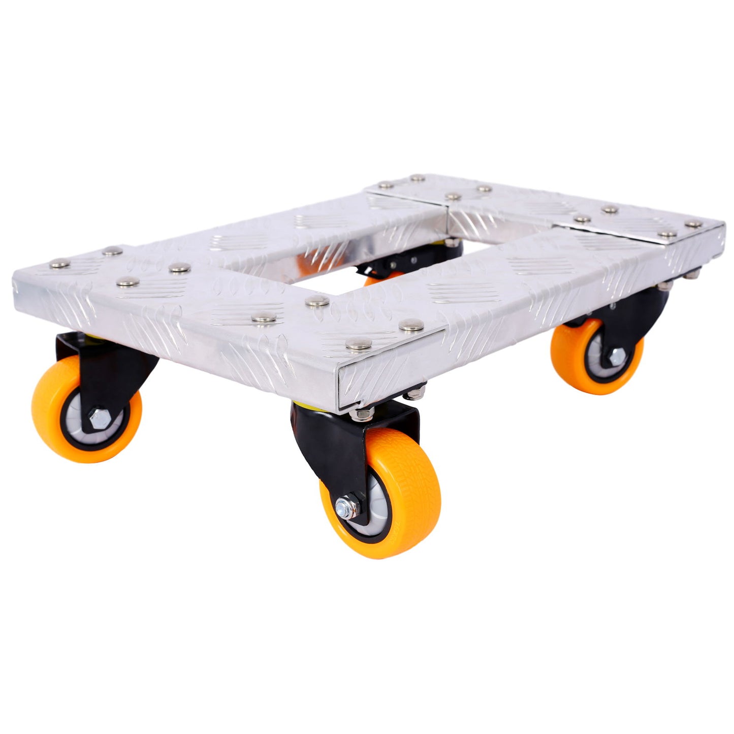 Movers Dolly Heavy Duty Furniture Dolly Trolley Cart, Aluminum Frame With 3" Tpu Professional Casters With Brake Option (Set of 2) - Silver