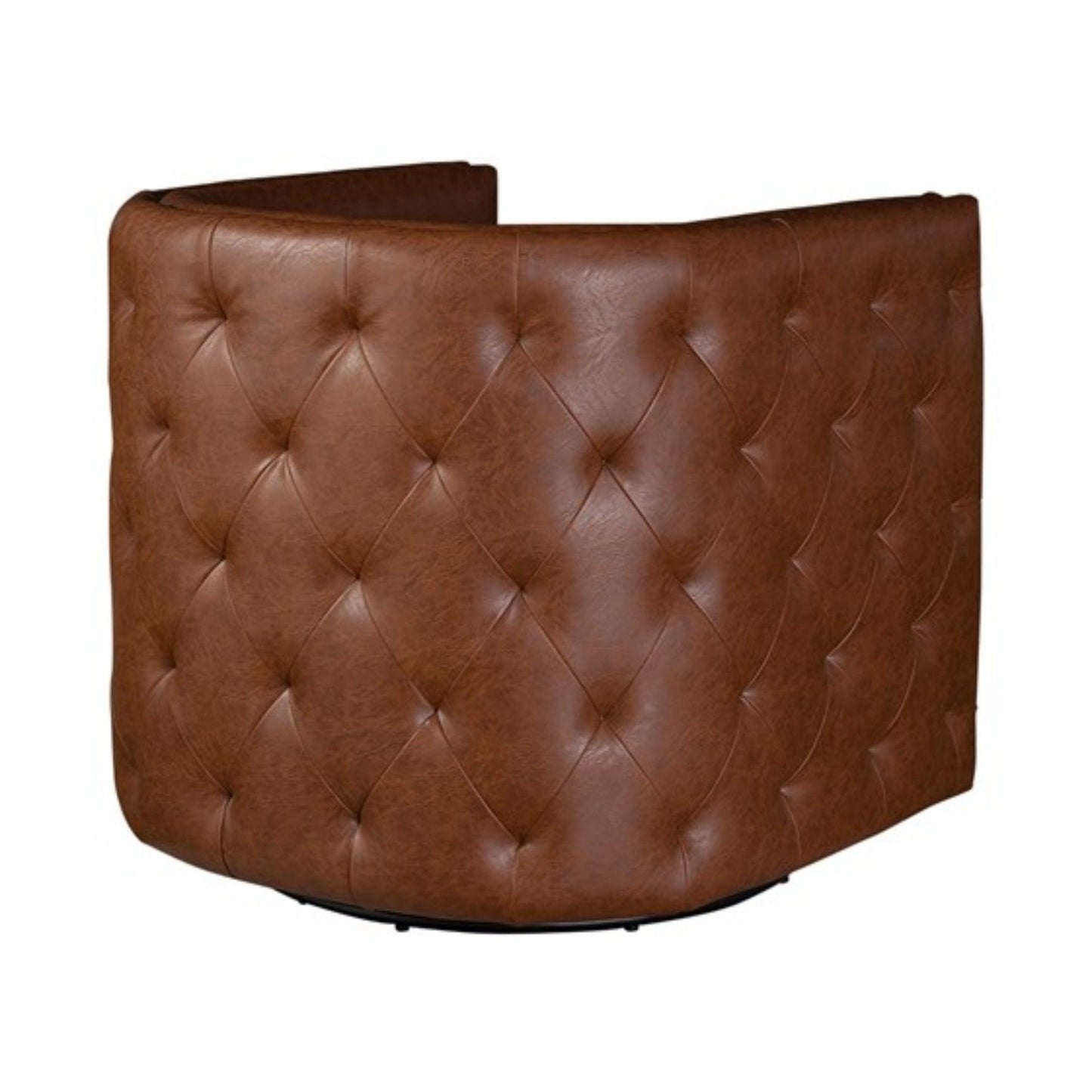 Tufted Barrel Swivel Chair With 360 Degree Swivel Functionality - Brown