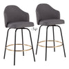 Ahoy - Contemporary Fixed Height Counter Stool Round Gold Footrest (Set of 2) - Gray / Black