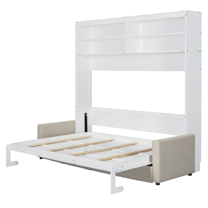 Queen Size Murphy Wall Bed With Sofa - White