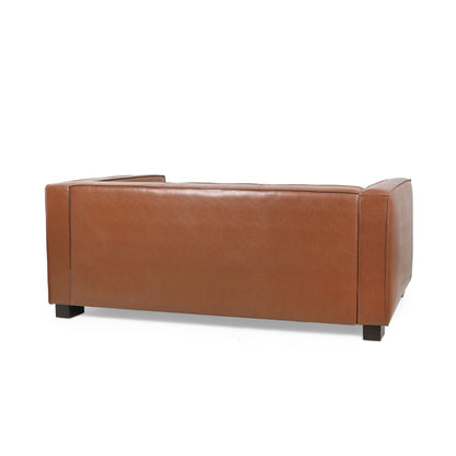 Contemporary 3 Seater Sofa With Tuxedo Design - Light Brown