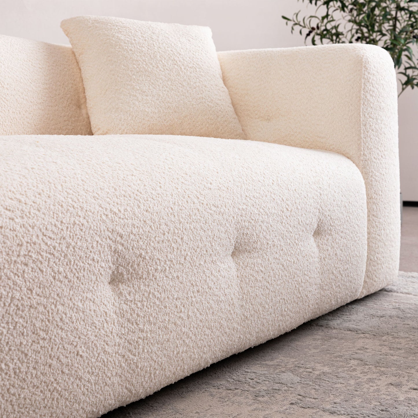 Stylish Sofa With Square Design And Thick Handrailing For Living Room Or Office - Beige