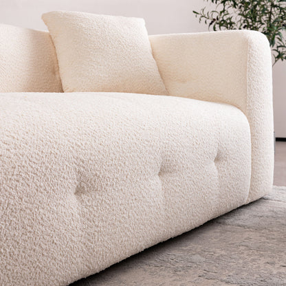 Stylish Sofa With Square Design And Thick Handrailing For Living Room Or Office - Beige