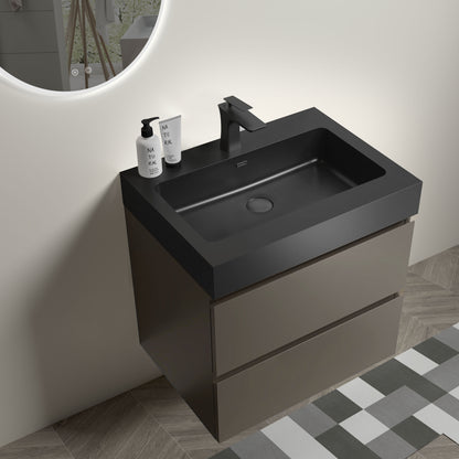Alice - 24" Bathroom Vanity With Sink, Large Storage Wall Mounted Floating Bathroom Vanity For Modern Bathroom, One-Piece Black Sink Basin Without Drain And Faucet - Black / Gray