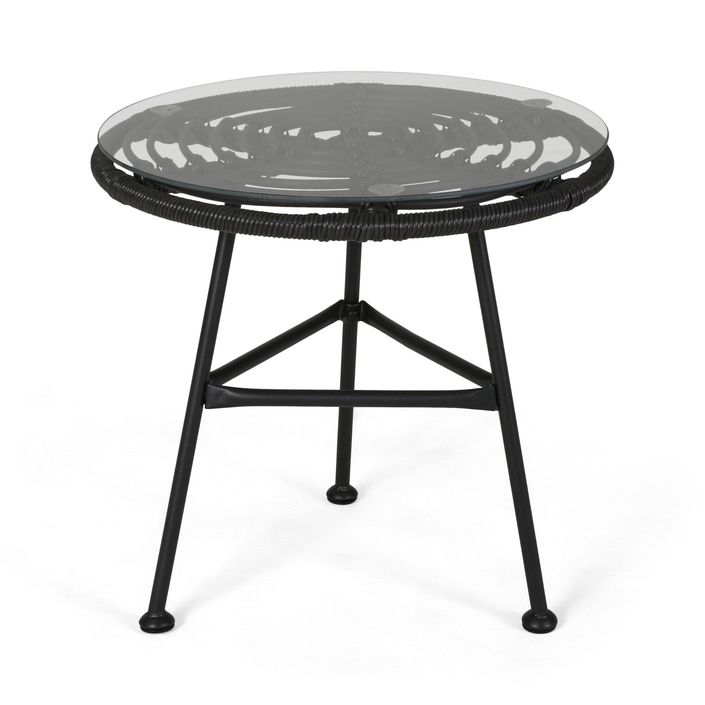 Petrichor - Outdoor Side Table With Tempered Glass And Steel Frame - Gray