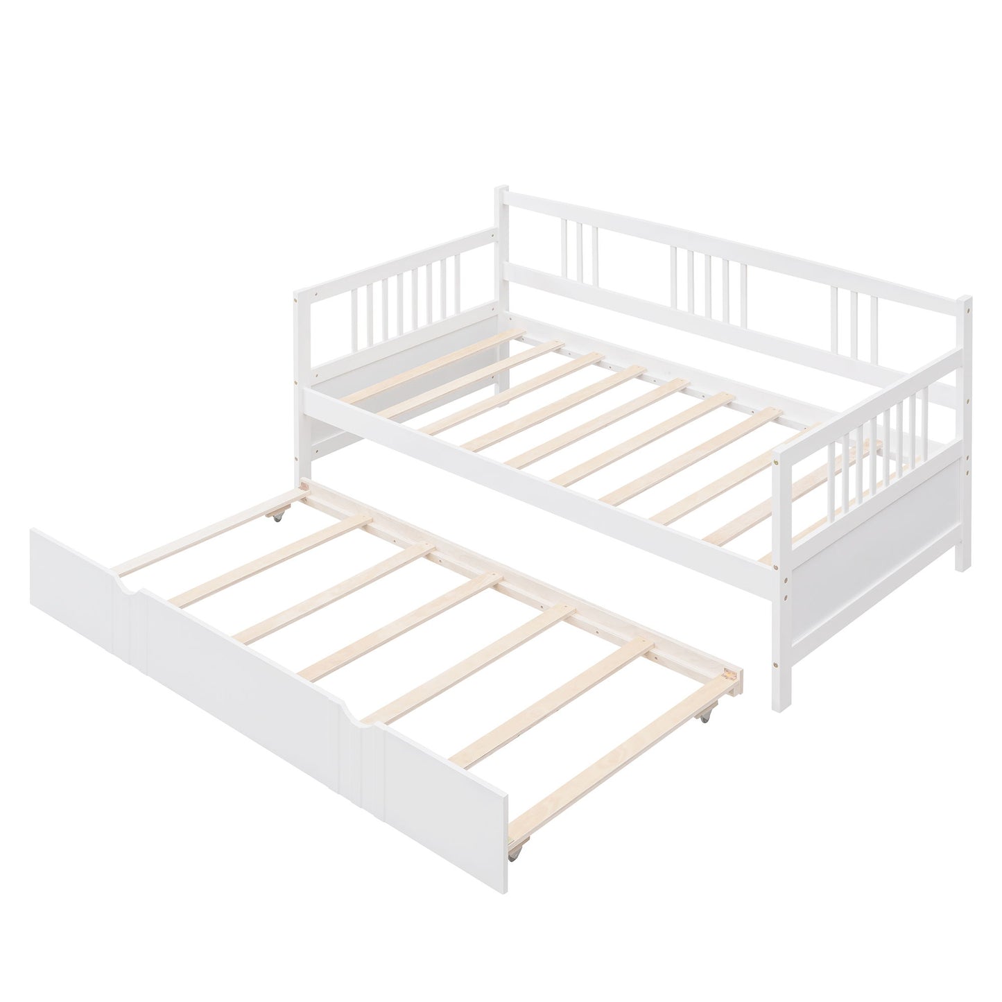 Twin Size DayBed With Twin Size Trundle - White