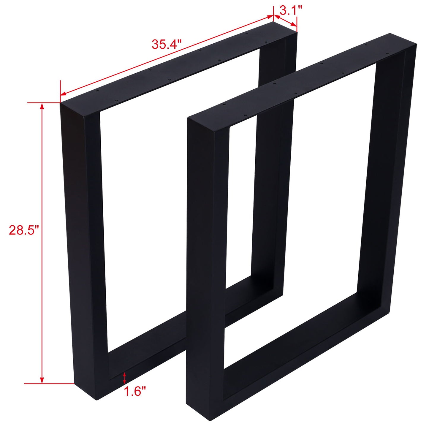 Square Table Legs 28X35", Wide Metal Table Legs, Heavy Duty Steel Desk Legs Table Leg Dining Table Legs Coffee Desk Leg (Set of 2) - Black