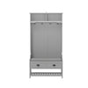 Modern 3 In 1 Hallway Hall Tree With Storage Drawers, Coat Rack, Shoe Rack Bench, And Cushion - Gray