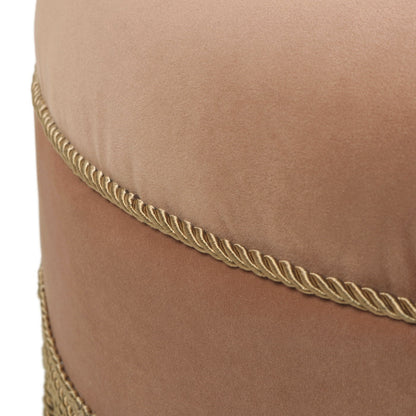 Yolanda - Round Upholstered Accent Ottoman - Peach Orange / Gold