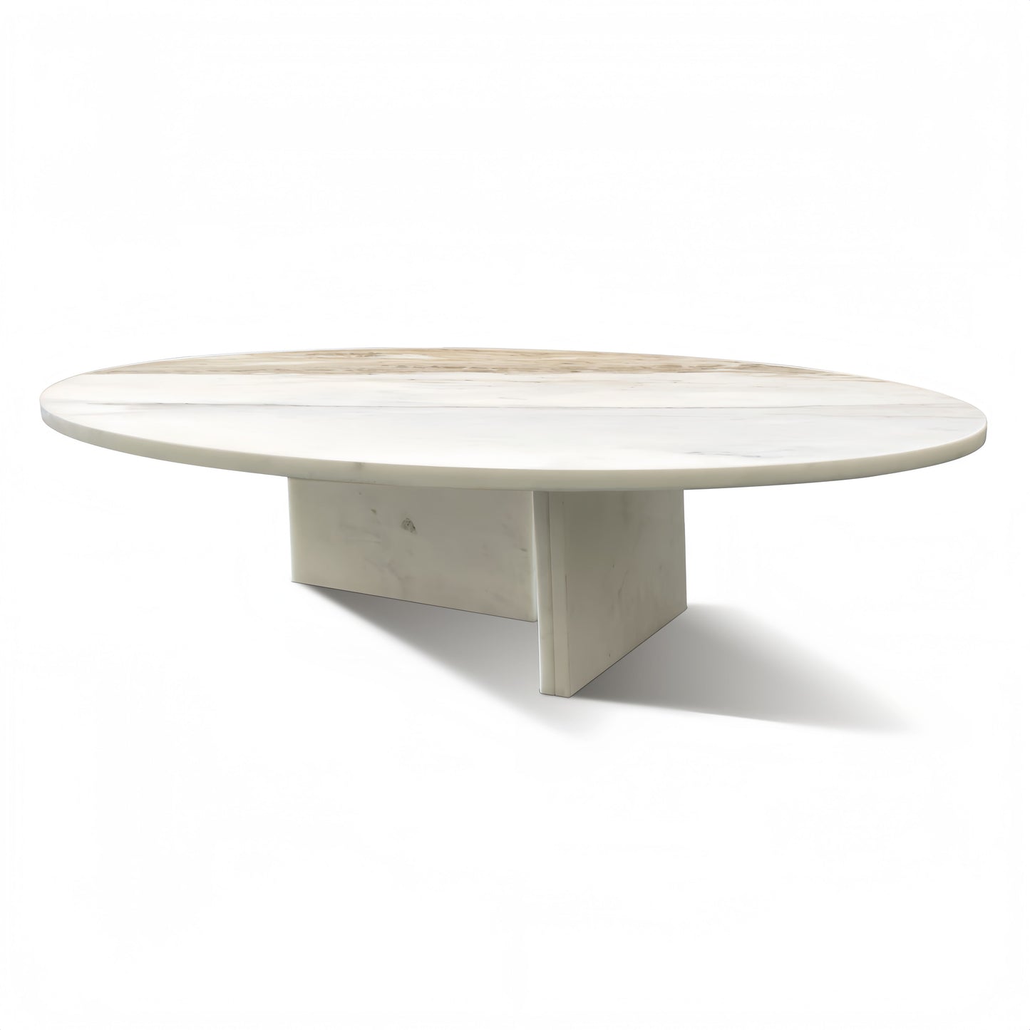 Snow Mountain Marble Coffee Table, Living Room Table, Unique Stone Design - White / Natural