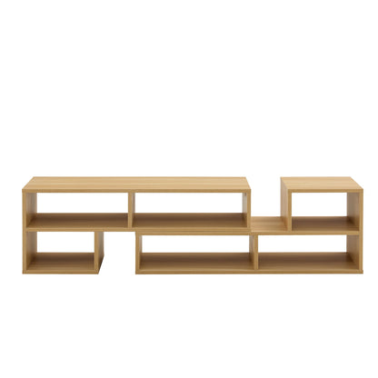 2 Piece Cube TV Stand And L Shaped Entertainment Center With Open Storage And 2 Shelves - Burly Wood
