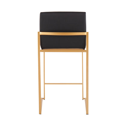 Fuji - Contemporary High Back Counter Stool (Set of 2) - Black / Gold